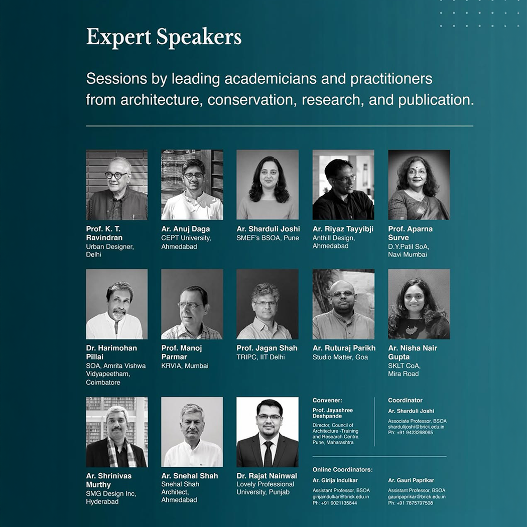 Presented as part of the COA–TRC Online Training Program: Documentation to Publication, conducted in association with SMEF’s Brick School of Architecture, Pune from 27–31 July 2026.